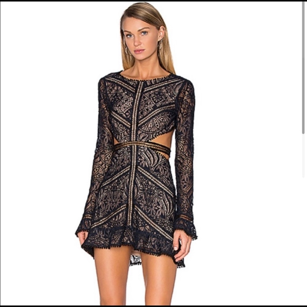 For Love and Lemons Emerie Lace Mini Dress Sz L EUC